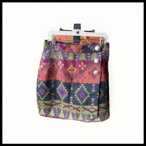Vintage Cherokee Jr. 5  Geometric Patterned Mini Skirt - Purple, Green, Orange